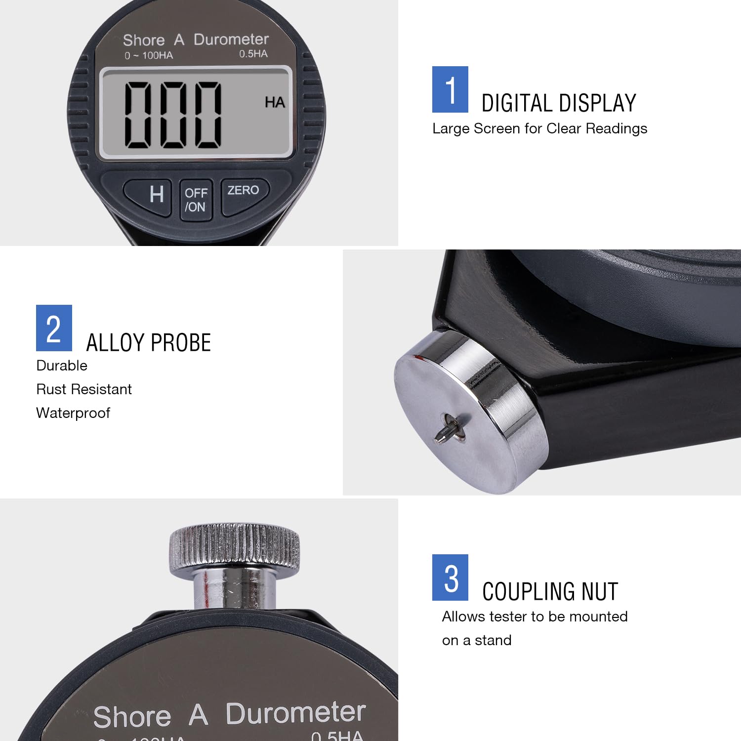 KATSU Tools Durometro Digitale Shore A 0-100HA Misuratore di Durezza Gomma Plastica LCD