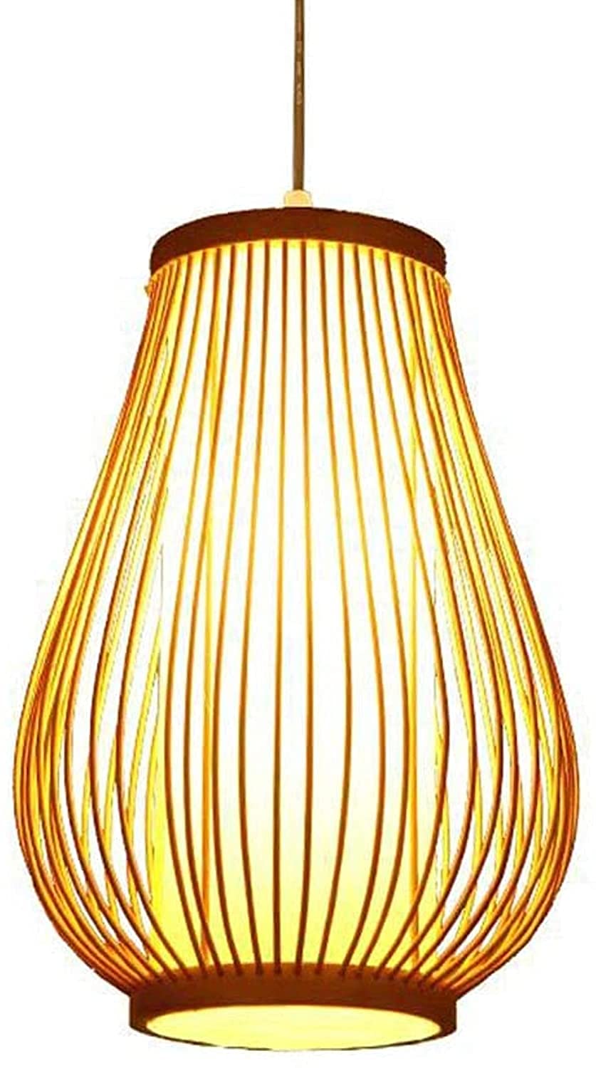 Fai da te Sud-est asiatico Lampadario in bambù Lampadario cinese tradizionale fatto a mano Paralume in tessuto Lampada a sospensione E27 Plafoniere in legno naturale, paralumi in pergamena HGCHH