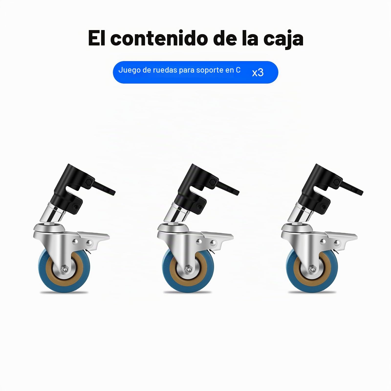 Soonpho Ruedas giratorias para caballete Stand-C, juego de rueda profesional de metal resistente con base de goma, compatible con soporte Stand-C de 25 mm de diámetro (3 unidades)