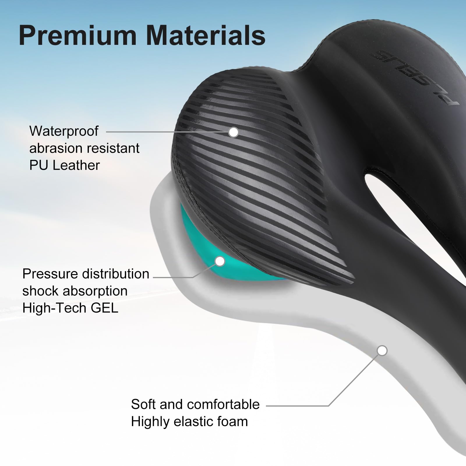 Fahrradsattel Herren Damen Bequem, Weicher Gel Memory Schaum Ergonomisch Fahrrad Sattel mit wasserdichte Abdeckung, Fahrradsitz Atmungsaktiv Stoßdämpfend für E-Bike MTB Rennrad Cityrad