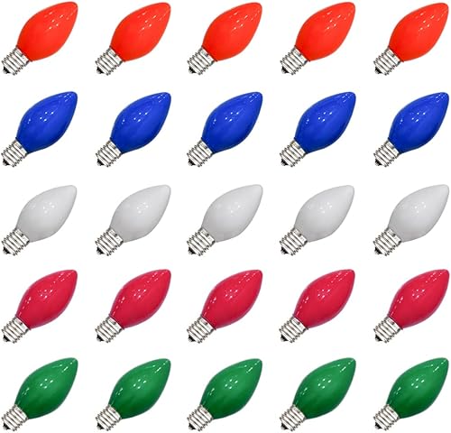 Miniatura 8 de SUNSGNE C7 Bombillas de luz nocturna de repuesto rojas de Navidad, bombillas de base de candelabro E12 de 5 W, ideales para luces nocturnas