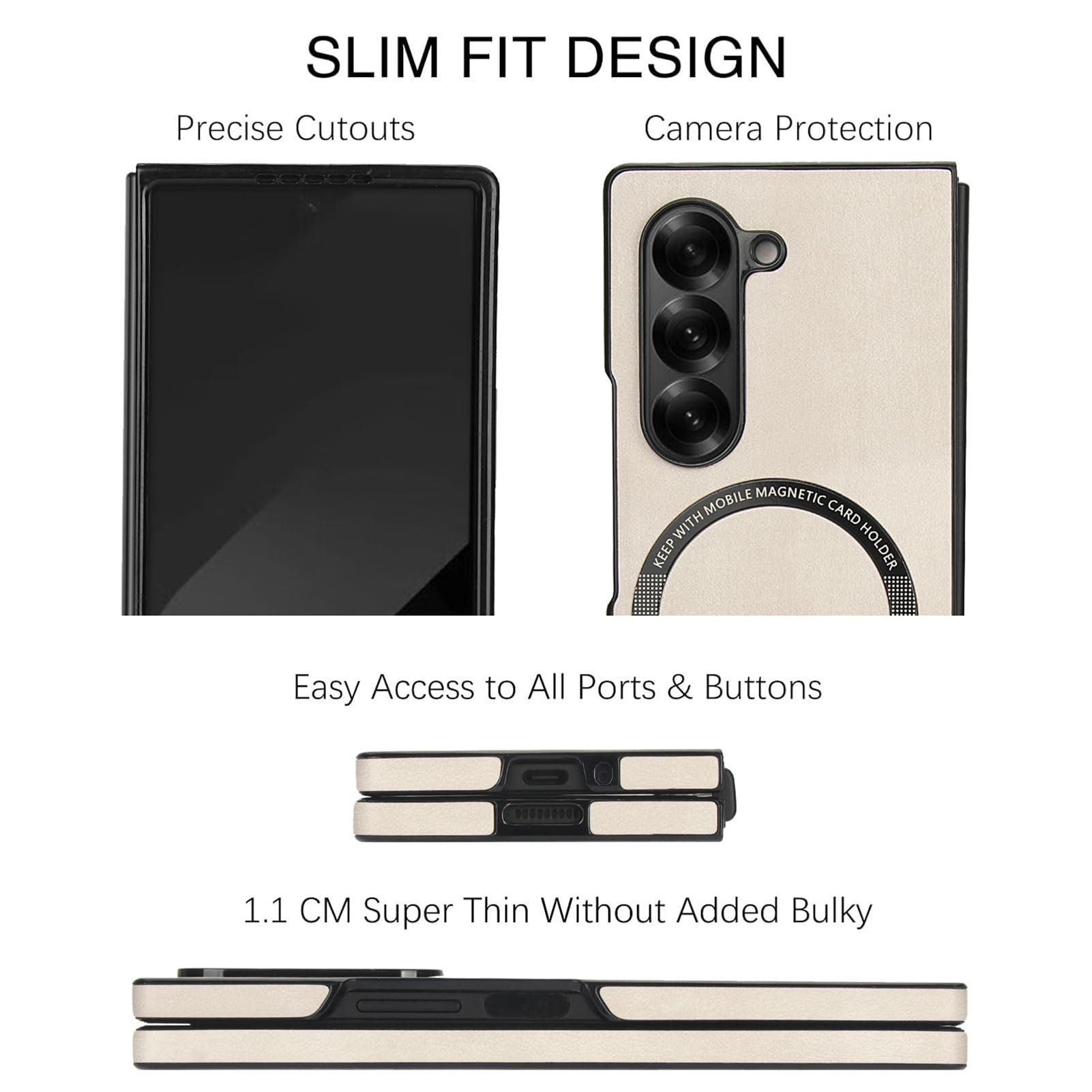 Custodia Sottile For Samsung Galaxy Z Fold 8 Ultra, Pelle Con Ventosa Magnetica Ultra Sottile Anti-Impronta Supporto Ricarica Wireless Shell Stile Business Minimalista(Brown)