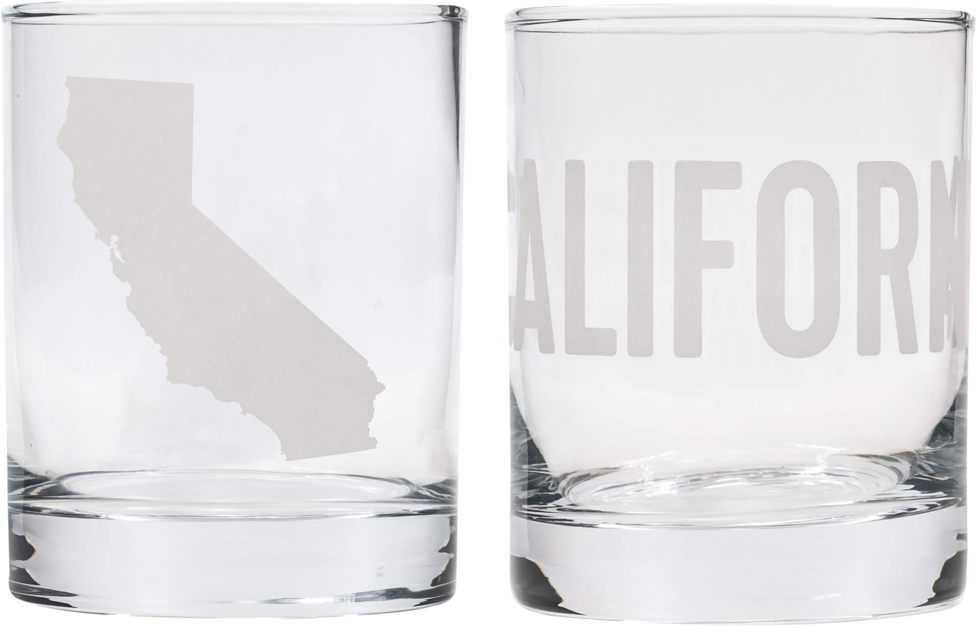 About Face Designs State Of California In Grey 10 Ounce Clear Rocks Glass, Set of 2
