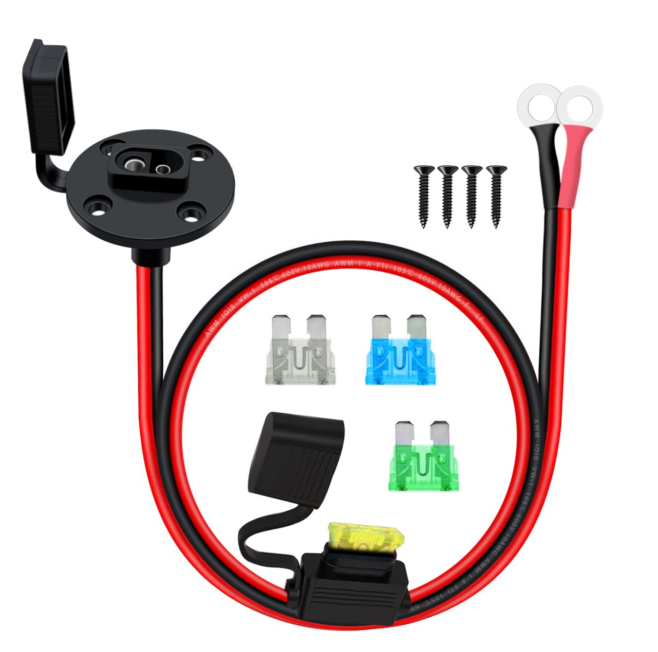 Port ściany bocznej do gniazdka elektrycznego SAE 10 AWG ładowarka ze złączem SAE 12V24V Kabel do akumulatora motocyklowego SAE do akcesoriów solarnych, motocykli samochodowych (1 m)