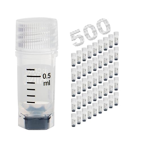 CryoKing Multi-Coded Cryovials, 0.5ml Cryotubes, 500 Pcs Sample Vials, Sterilisation