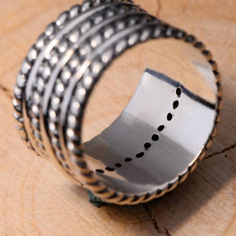 Anello Retrò in Argento Sterling 925 Coreano Fatto Vecchio Anello in Argento Sterling Maschile Retrò Tailandese con Motivo Intrecciato con Zircone1, 65mm
