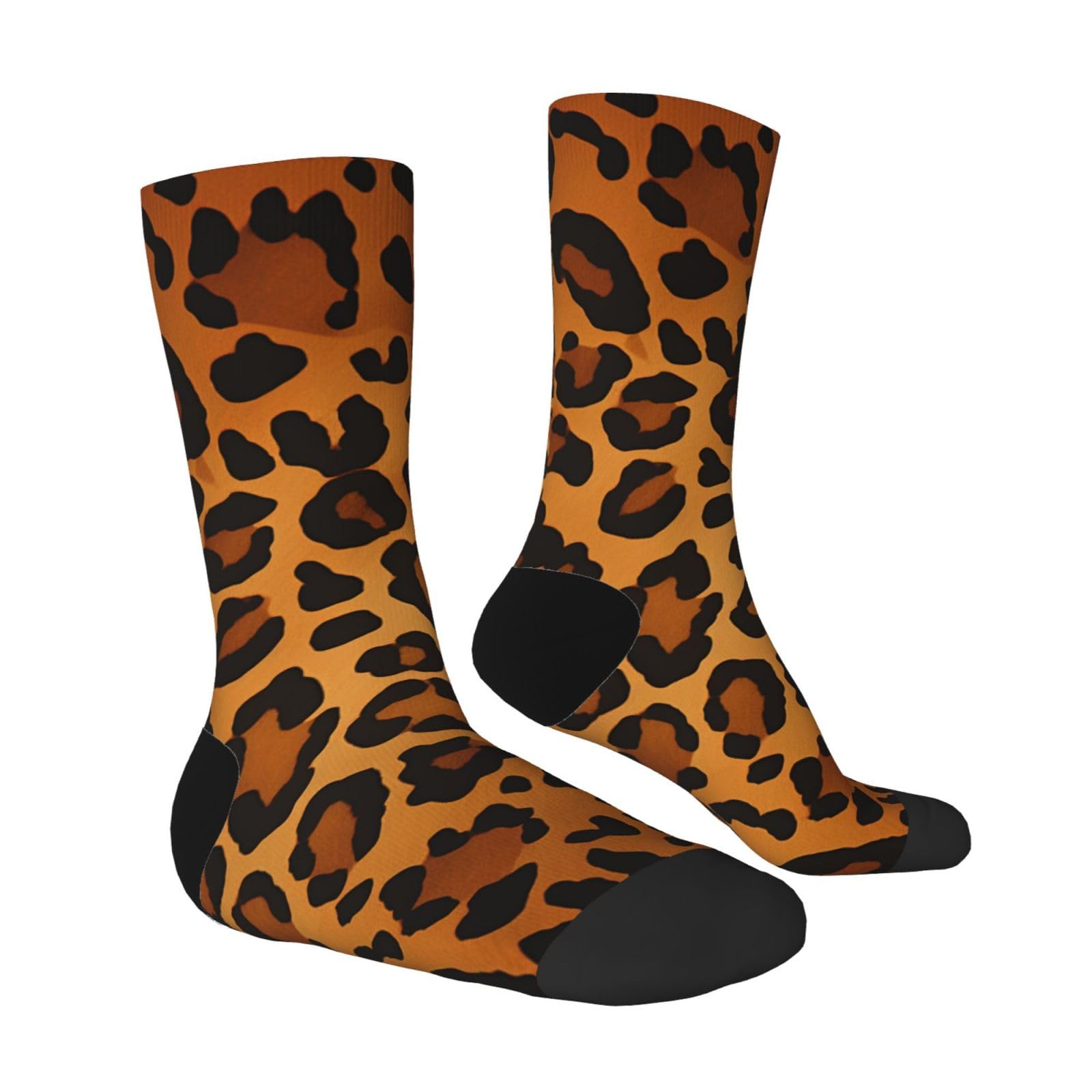 LZQPOEAS leopard Athletic Socks Unisex Cushioned Crew Socks Hiking Running Calf Sock Soft Above Ankle Sock