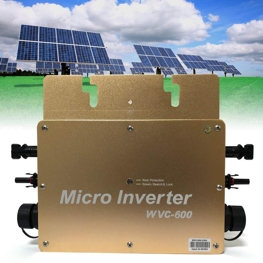 VEVOR 600 W Solar Grid Tie Micro, 220 V Grid-Tie, inversor de Corriente Solar, Impermeable, Micro inversor GTI, WVC Resistente al Agua, MPPT