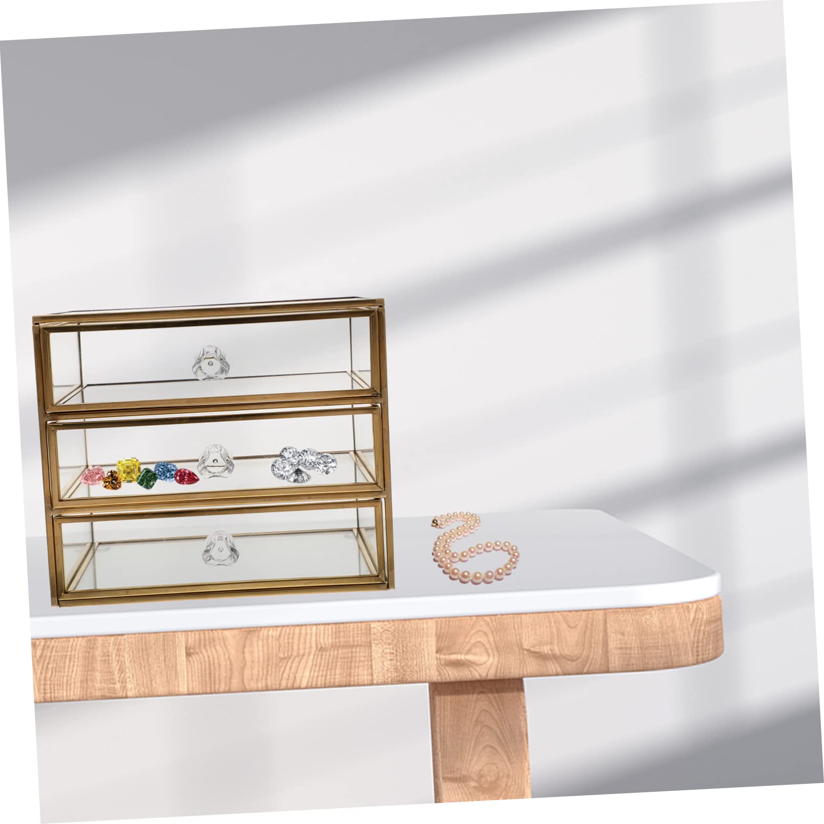 Organizer Biurko z Szufladami Przezroczysty Pojemnik Biżuterię i Kosmetyki Wielowarstwowy Elegancki Design Idealny Do Sypialni Lub Biura