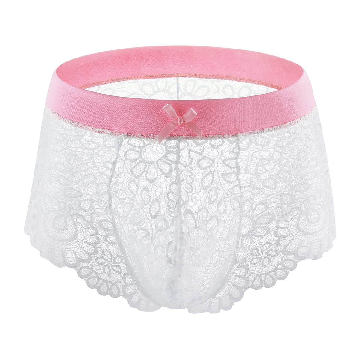 ABAFIP Herren Sissy Unterwäsche Blumen-Spitze BH Bikini Höschen Schleife Strümpfe 3-teiliges Nachtwäsche Set