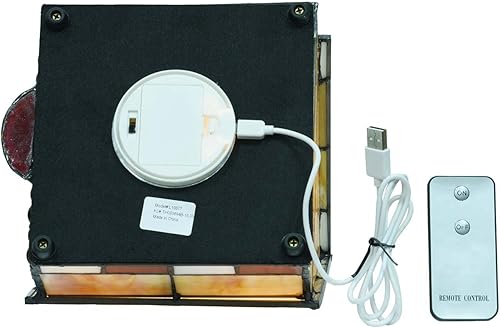 Miniatura 5 de Bieye L10677 Casa de pan de jengibre estilo Tiffany Lámpara de mesa decorativa con luz LED en el interior, 7 pulgadas de largo x 6 pulgadas de ancho