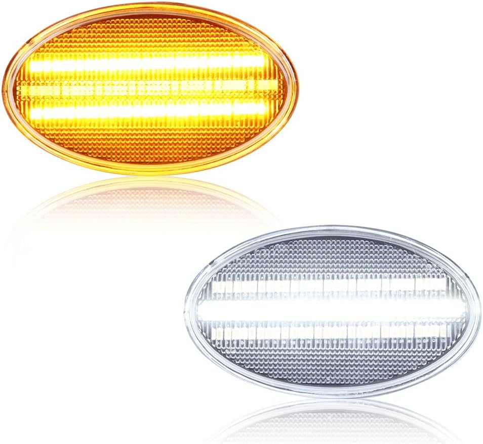 LED Front Fender Side Marker Light Compatible with Freightliner M2 106 112 2002-2022, [DOT Certified] [2 in 1 Design] Amber Turn Signal Marker Light & White DRL, 2 PCS, Clear Lens