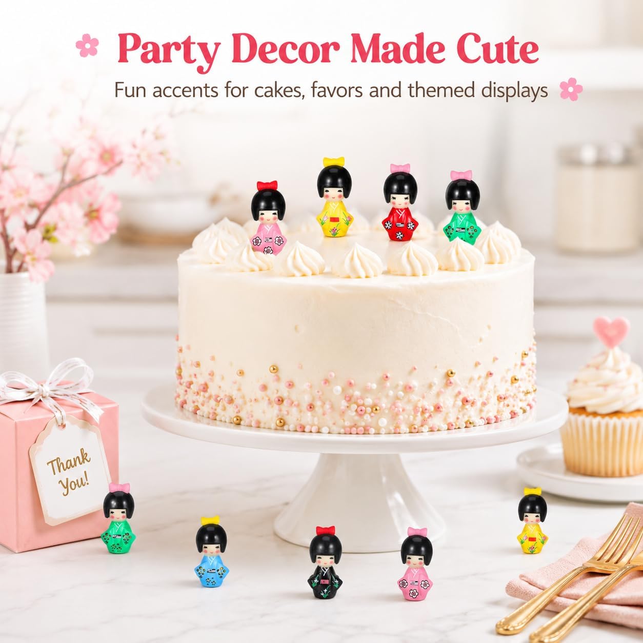 IMIKEYA 12Pcs Japanese Kimono Dolls Resin Miniature Kimono Ornament Figurines - Asian Geisha Decor for Home Table Party Favor Fairy Garden Decoration image 4