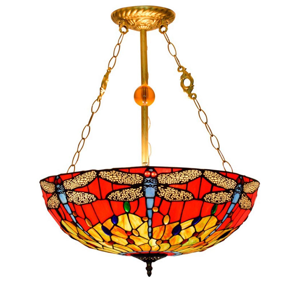 YNIYUJKL Tiffany-Style 24-Inch Pendant Hanging Light, Red-Bottomed Dragonfly Anti-Chandelier Lighting,Used In Restaurant Kitchen Ceiling Hanging Lamp