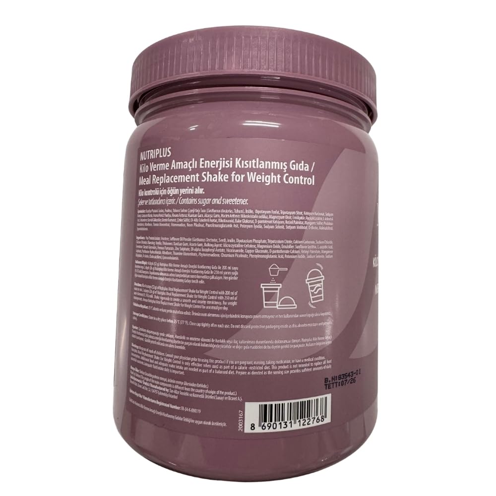 FARMASi Nutriplus Meal Replacement Shake, Plant Based Protein Powder with 27 Vitamins and Minerals, High Fiber Nutrition Drink Mix, Gluten-Free, Low Calorie Weight Control Powder, 18.3 oz, Vanilla