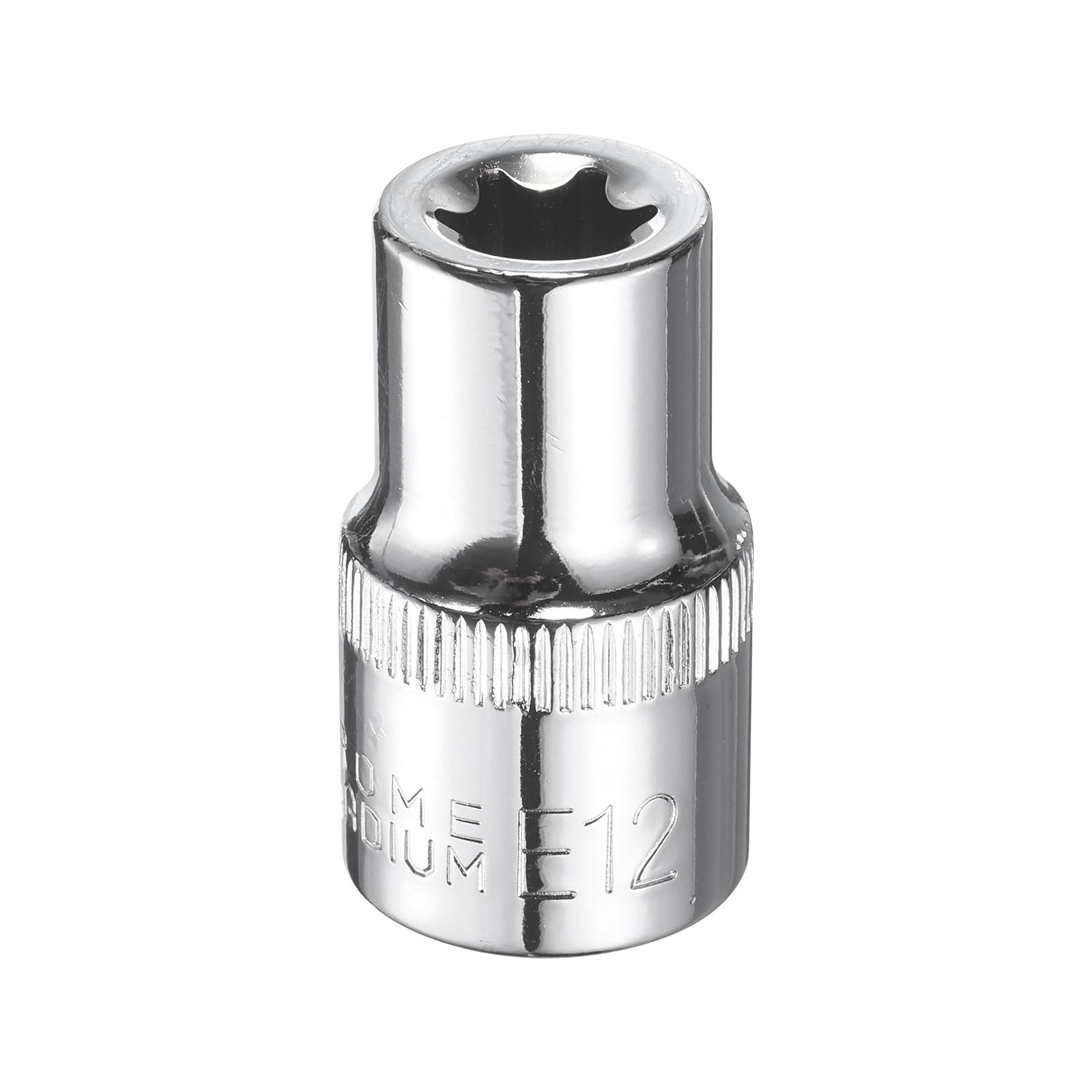 sourcing map E-Torx Socket 1/2" Drive E12 Star Female Socket 1.5" Length External Torx Deep Sleeve CR-V Chrome Plating 6 Point Spline Sleeve for Auto Repairs Home Maintenance