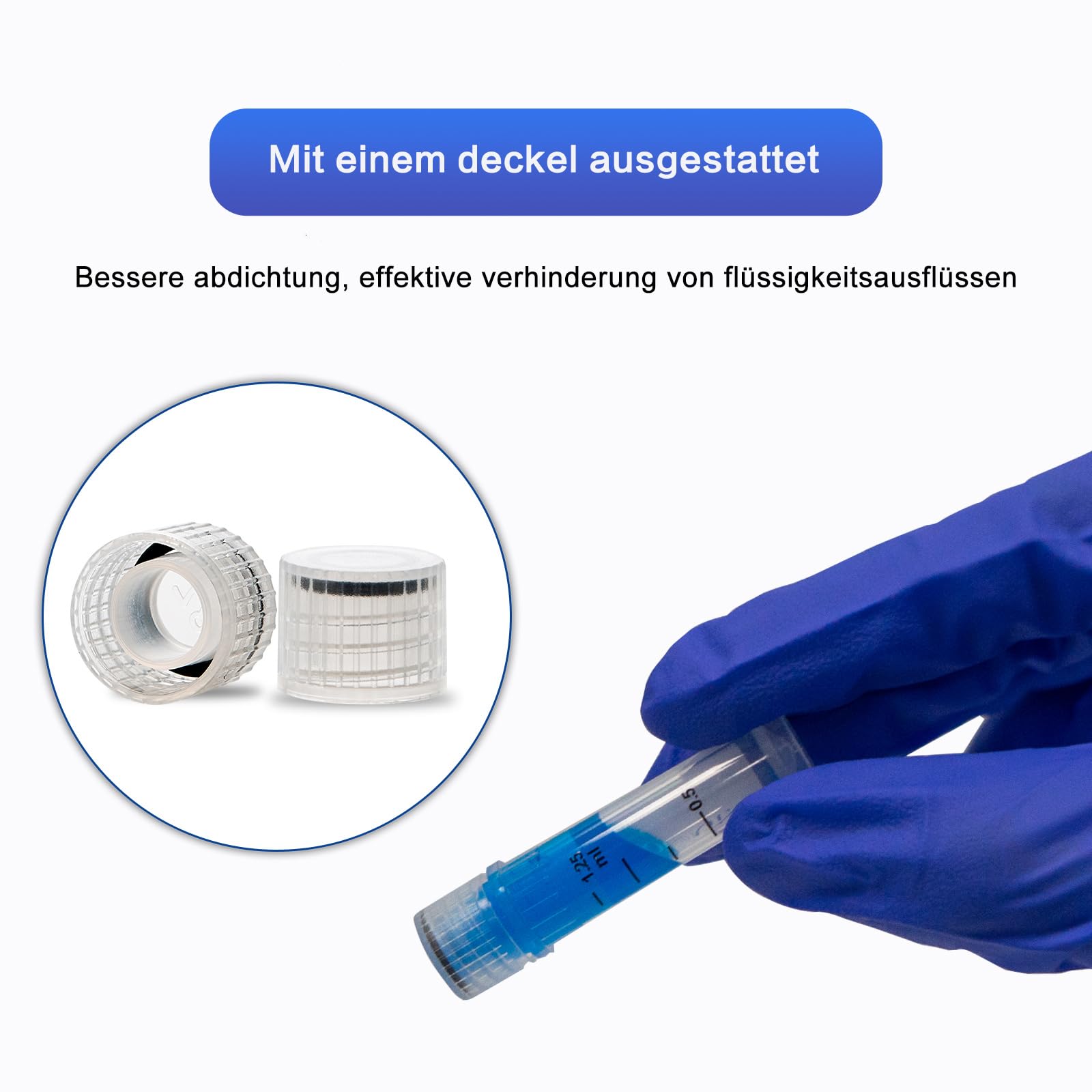 50 Stück 2 ml Kunststoff Kryoröhrchen Probenröhrchen Kryoröhrchen-Reagenzglas mit Kappe Kunststoff-Probenflaschen (50 Stück)