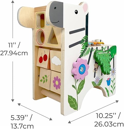 Miniatura 45 de Teamson Kids Laboratorio de juego preescolar 7 en 1 - Cubo de actividades de madera grande, laberinto de cuentas y conteo para niños, juguetes