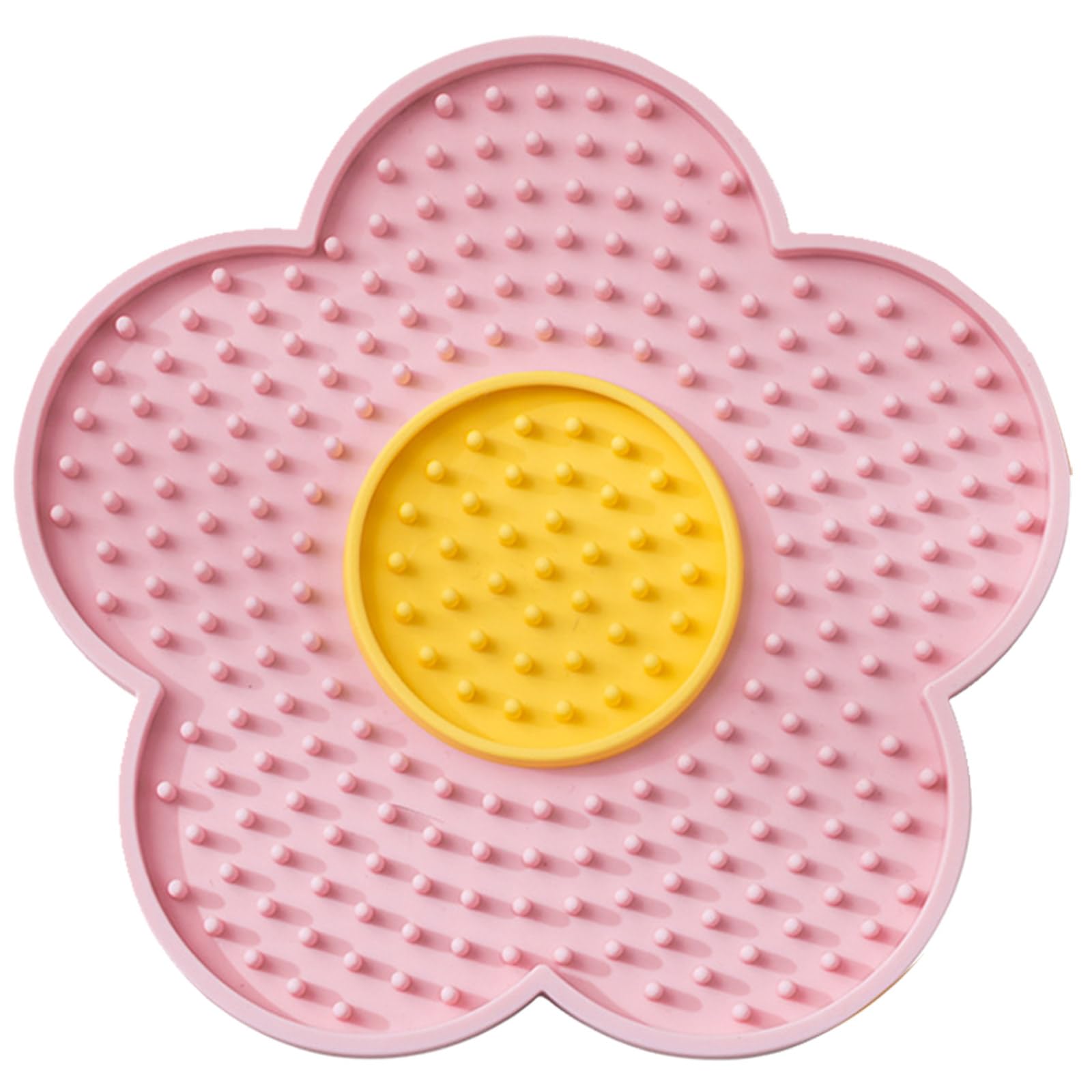 Maxtonser Cats Lick Pad With Suctions Cup Slow Feeders Licking Mat Flower Shape Silicone Pad With Suctions Cup Dog Licking Mat Si