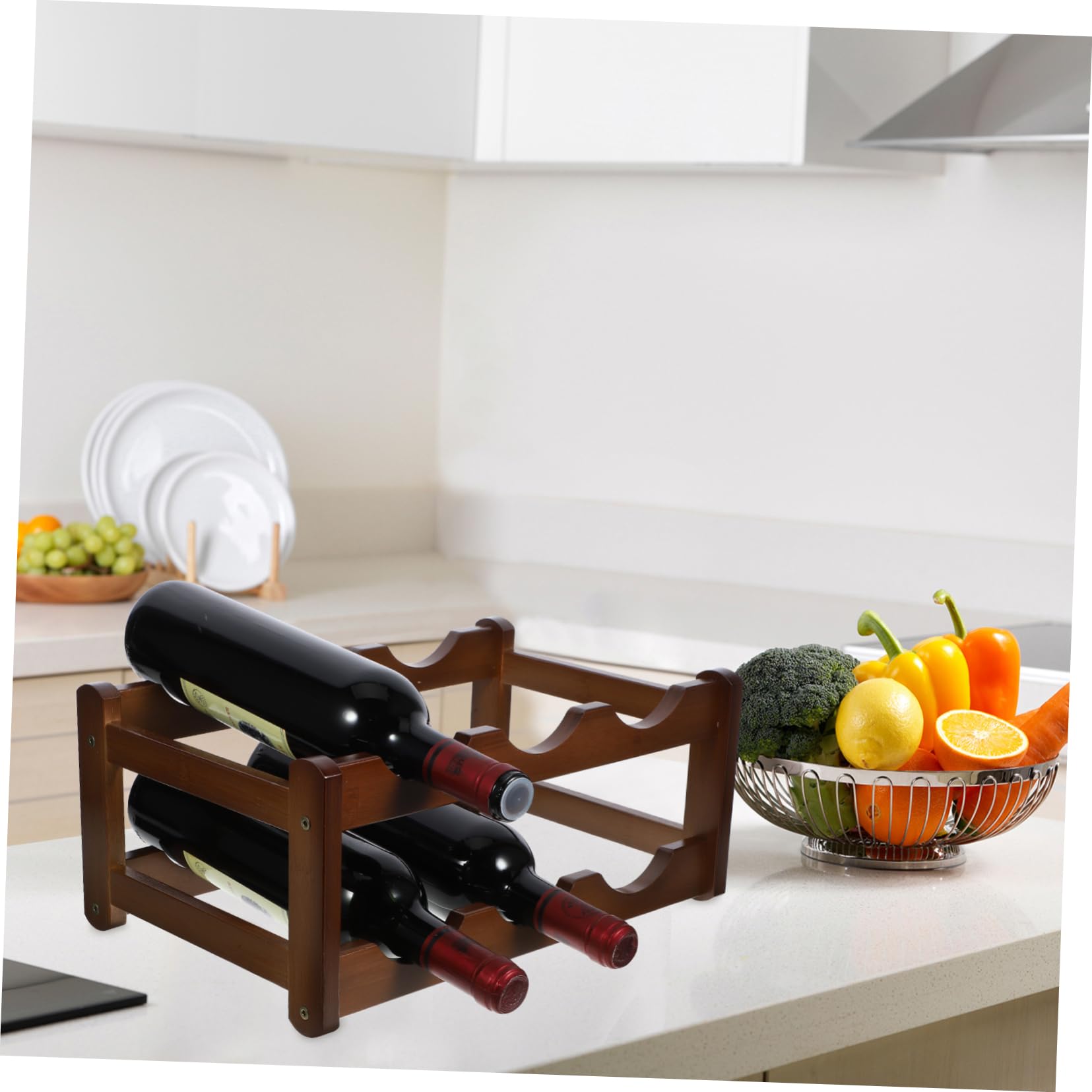 Generisch Botellero de bambú para los amantes del vino, bodega, enfriador de vino con soporte para botellas de whisky