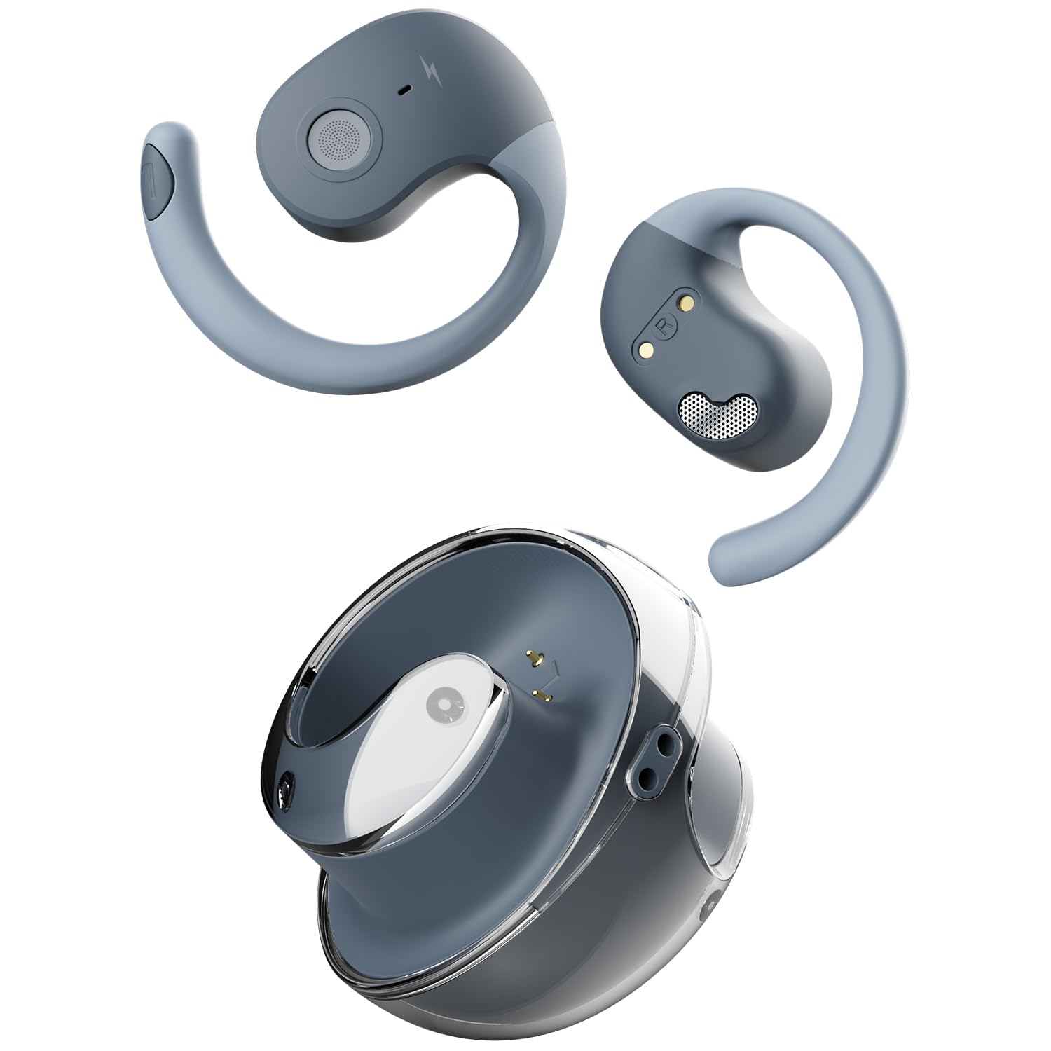 Fire-Boltt Newly Launched Aero Glide Open Ear Wireless TWS Earbuds, Custom EQ, Bluetooth 5.4 Earphones, 50H Playtime, Fast Charging Case, 50ms Low-Latency Gaming & Touch Controls Platinum Grey