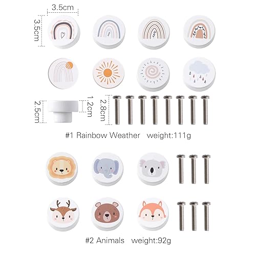 Miniatura 6 de Mamimami Home Pomos de madera para cajones con tornillos, mango redondo para muebles para habitación de niños, 6 unidades, asas de madera de