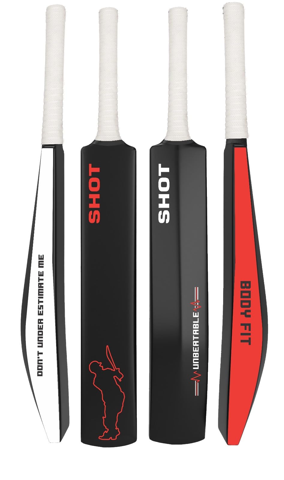 Bodyfit Heavy Duty Plastic Premium Cricket Bat for Men, Women & Children | Lightweight| Full Size| | Hard Plastic Bat| 1 Piece, Shot-Red-WGrip.-picture-21