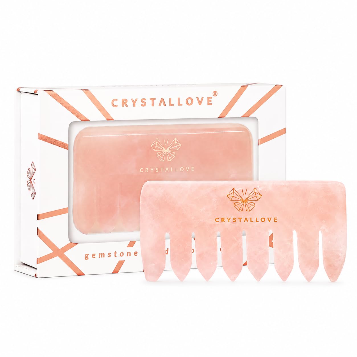 Crystalove Quartz Body and Scalp Massage Comb, Pink