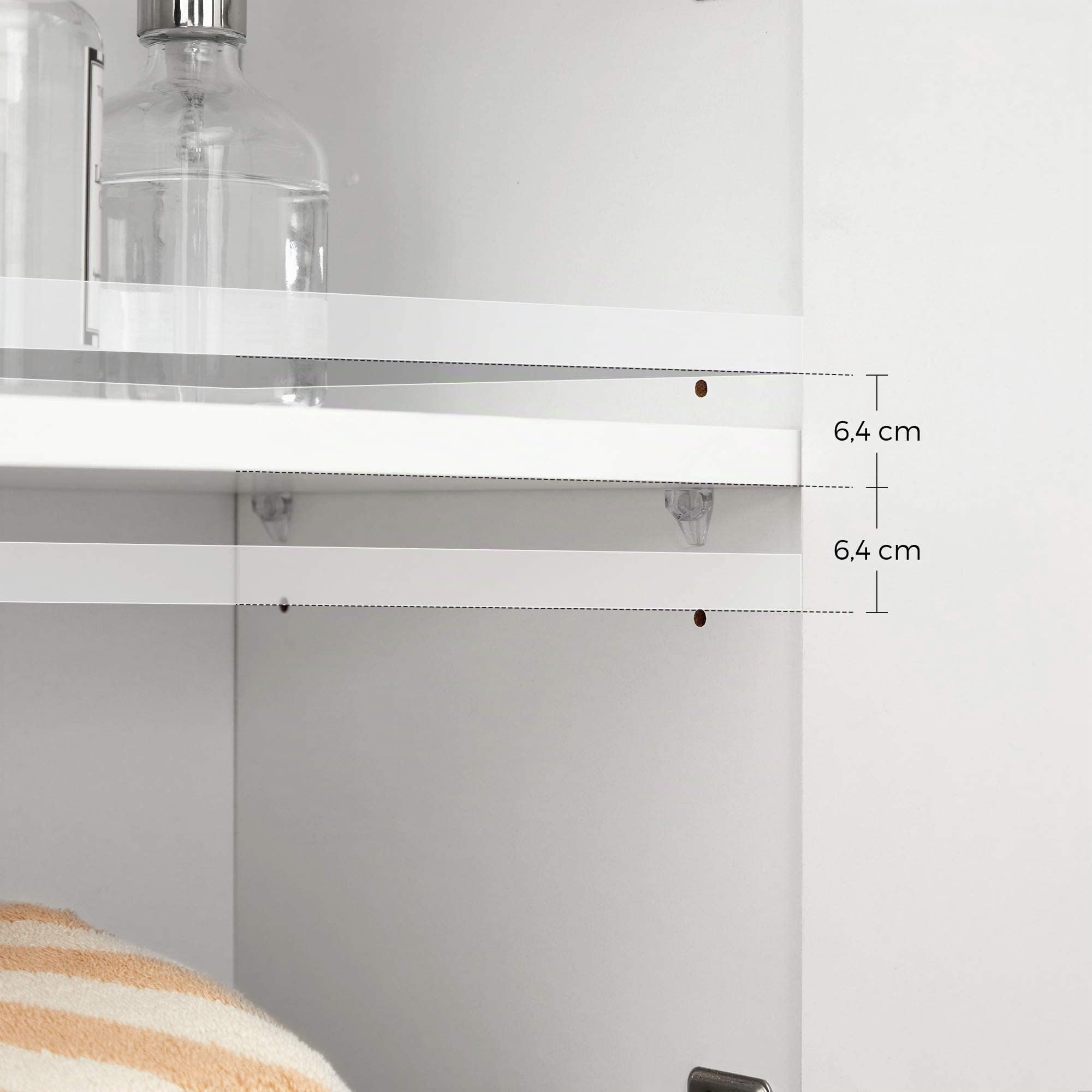 VASAGLE Armadietto da Bagno, Mobile da Bagno con Cassetto e Doppia Anta, Ripiano Regolabile, Mobiletto Multiuso per Corridoio Ingresso, 60 x 30 x 80 cm, Bianco BBK140W01