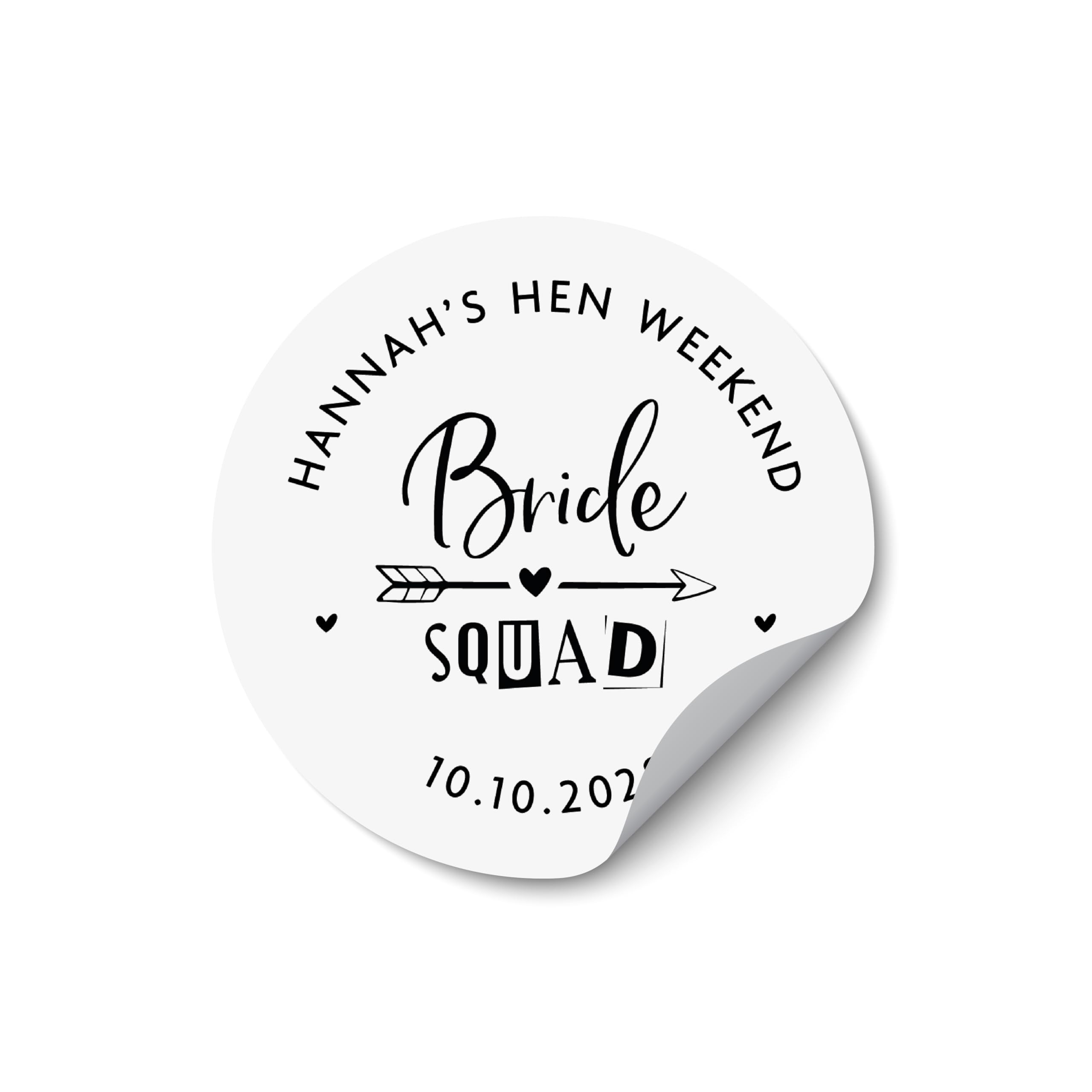 Bride Squad Stickers UK, Personalised Hen Party Labels, Bride Tribe Favour Stickers, Pink Party Bag & Gift Stickers for Hen Do - HEN05