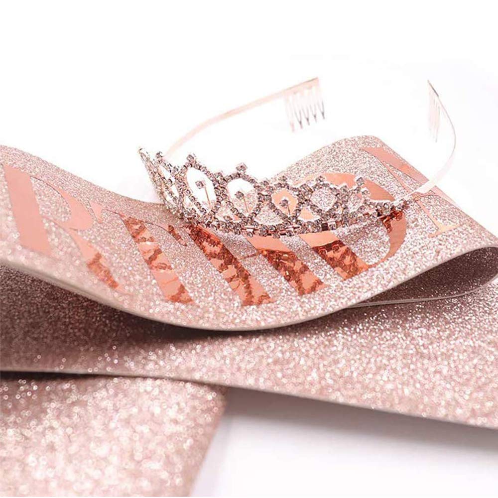 Set di 1 corona rosa, fascia e fascia per capelli per il 3