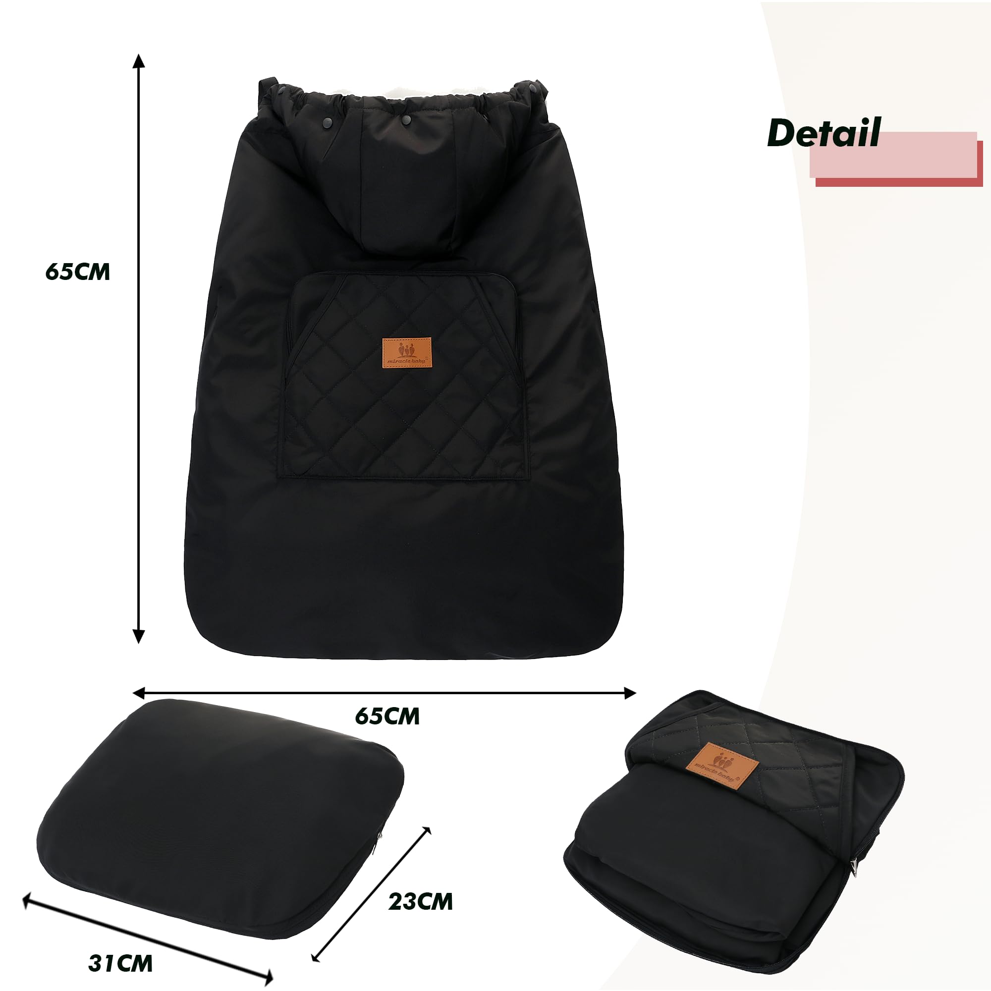 Winterbezug für Babytrage, Warm Universal Babytragebezug Wasserdicht Tragecover für Babytragen (Schwarz)