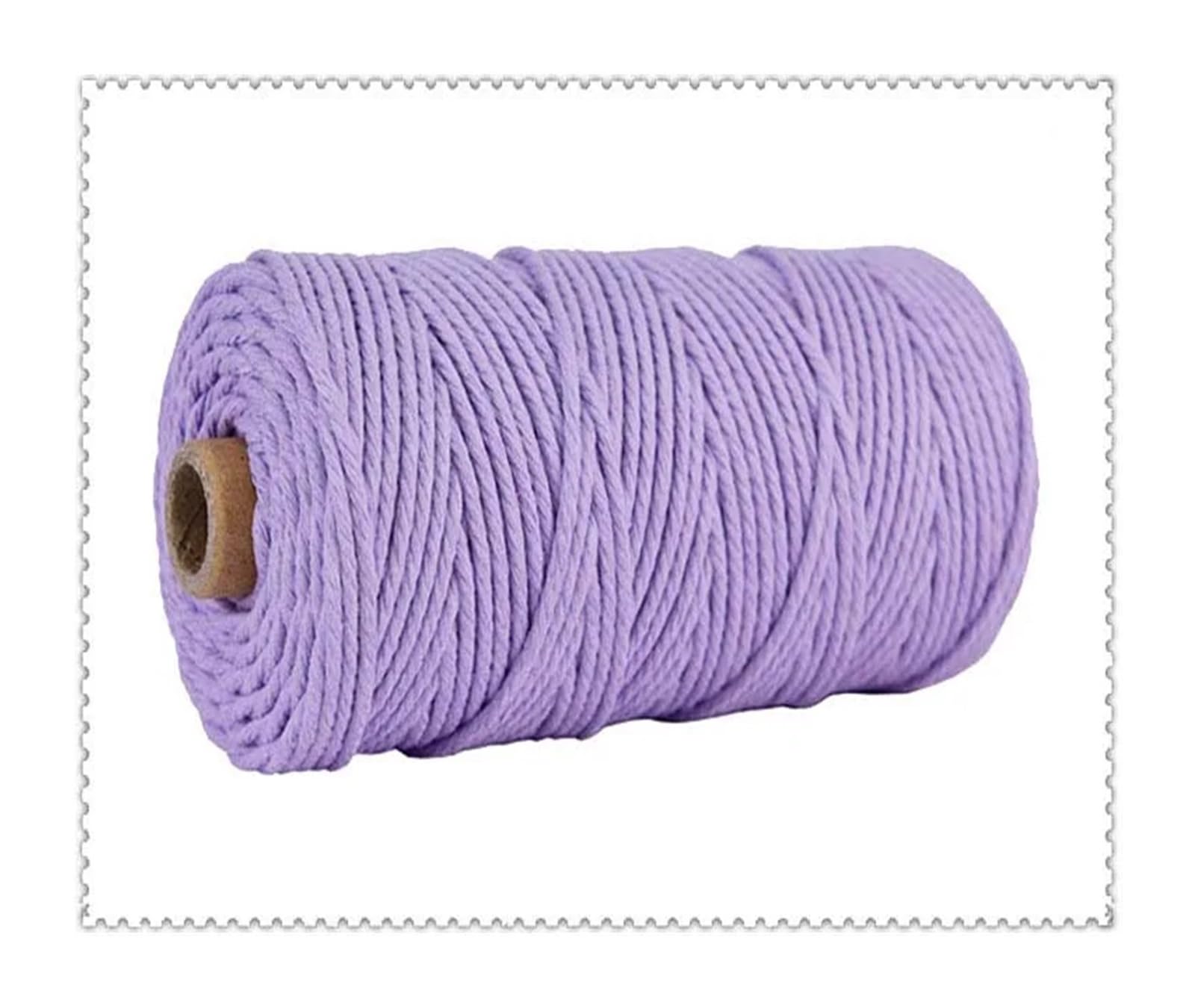 Macrame Rope Twisted String,Cotton Cord Multicolor 3mm for DIY Home Wedding Decoration 110 Yards(Macaroon Purple)