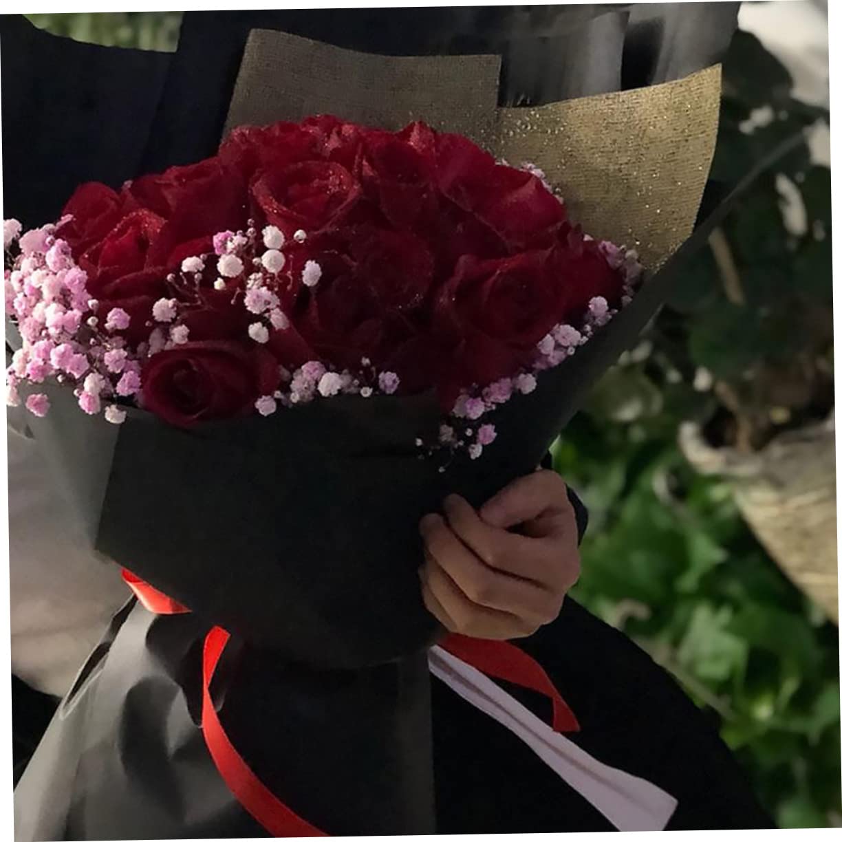 STOBOK Schwarzes Geschenkpapierrolle aus Hochwertigem Kraftpapier Blumenpapier zum Verpacken von Geschenken Dekoratives Packpapier für Fotos und Bastelarbeiten