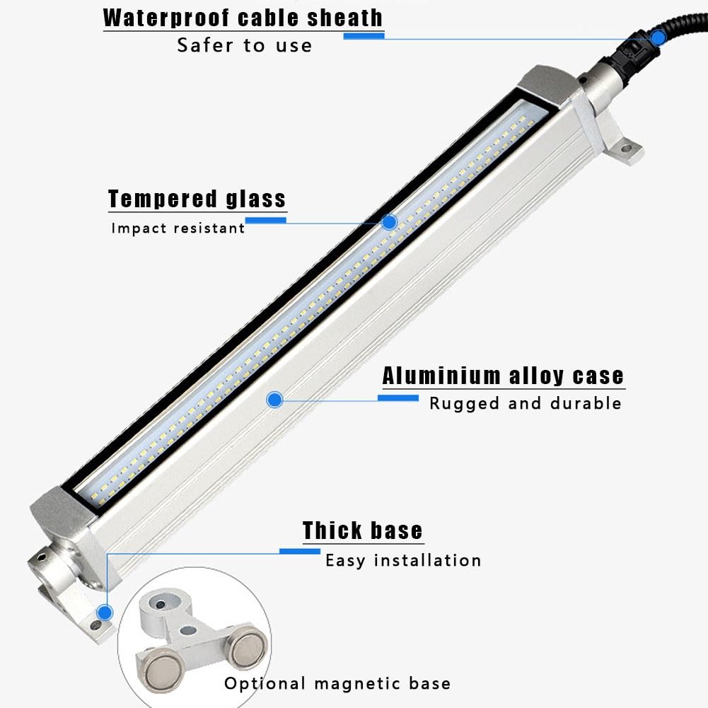 Lampa świetlna LED do obrabiarek, aluminiowa taśma świetlna odporna na wybuchy, oświetlenie stanowiska pracy, wodoodporna IP68, regulowana, odpowiednia do oświetlenia przemysłowego