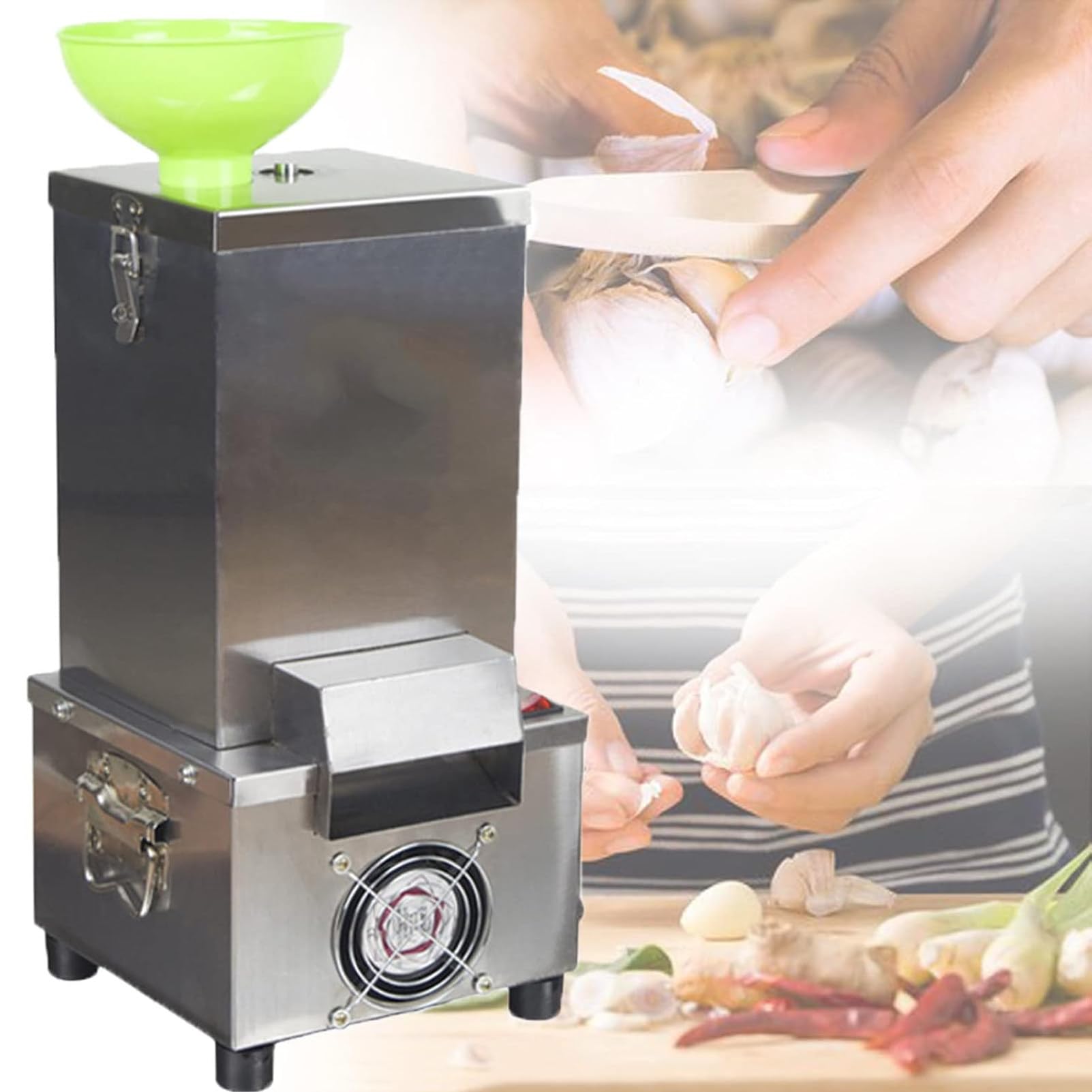 Pnpaea Automatic Electric Garlic Peeler Machine 200W,Stainless Steel Garlic Peeling Machine,30kg/h Capacity,Electric Garlic Peeler, for Home Grain Separator Restaurant,