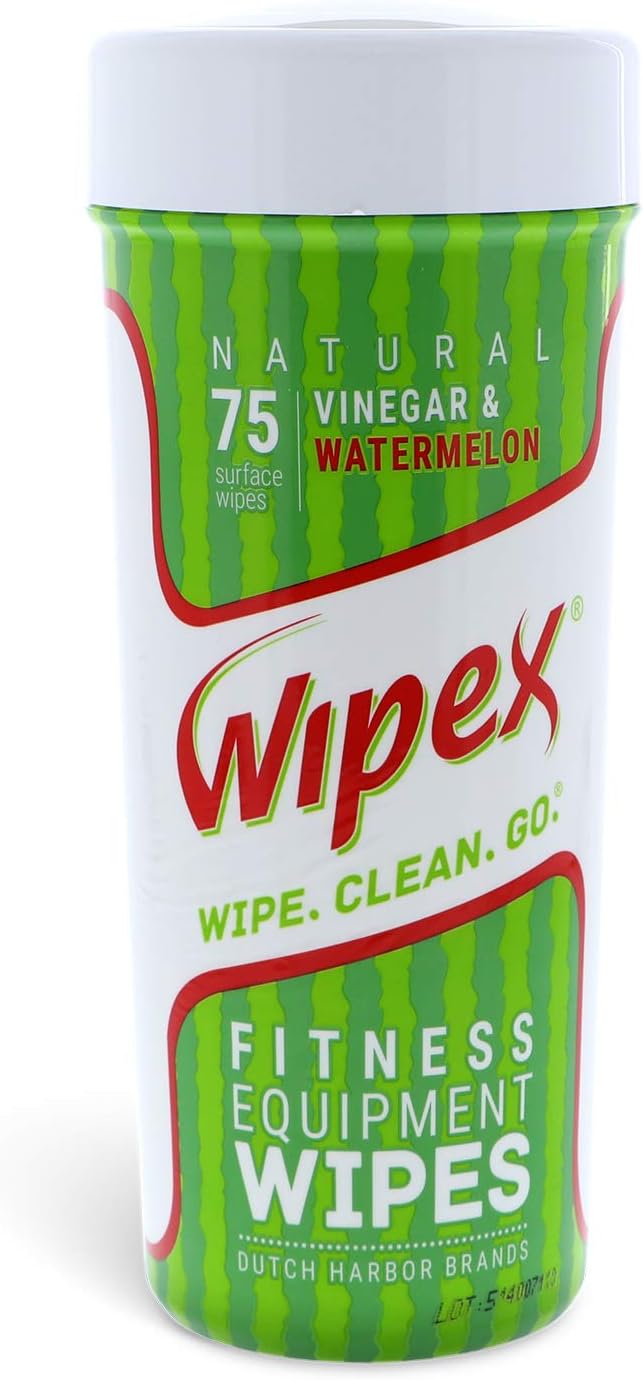 Wipex Gym Equipment Cleaner Gym Wipes - 75ct Yoga Mat Cleaner Wipe for Fitness, MMA Gear, Pilates, Spas, Gyms, Peloton Bikes, Watermelon Scent