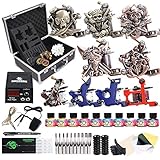 Dragonhawk Complete Tattoo Kit with Case, Beginner Traditional Coils Tattoo Machines, Power Supply Immortal Tattoo Inks,Tattoo Needles Foot Pedal Grips Tips