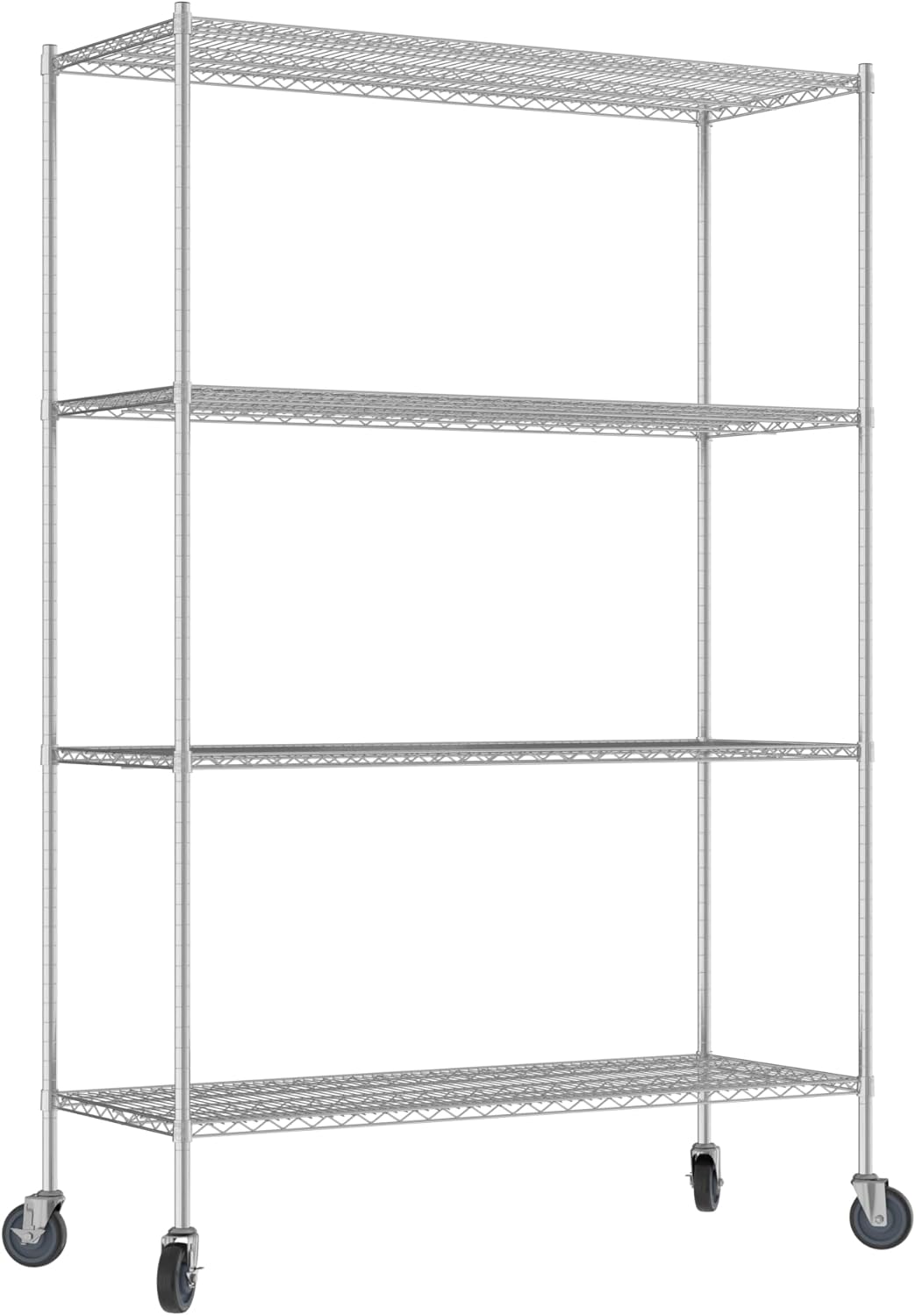 Commercial NSF Listed Chrome Mobile Wire Shelving Kit 14" x 36" x 92", with 4 Shelves Perfect for Warehouse, Walk-in Refrigerator, Freezer, Grocery Store, Restaurant, Dishroom