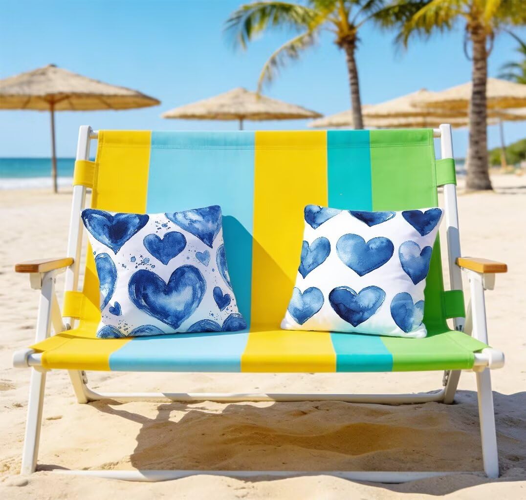 Kissenbezug 80x80 cm 2er Set BlauKissenhüllen 80 x 80 Dekokissen Landschaft Wasserfestem Leinen Beidseitiger Druck für Zierkissen Sofa Kissen Frühling Sommer Outdoor Heimdekoration Geschenke T-416759