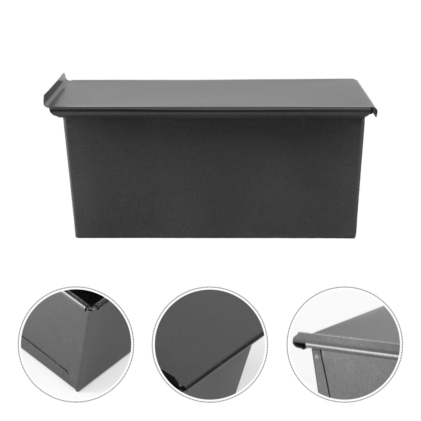 UPKOCH Molde para Pan Negro con Tapa de Acero Inoxidable 450 G | Antiadherente, Conducción Térmica, Uso Doméstico, para Hornear Pan y Tostadas
