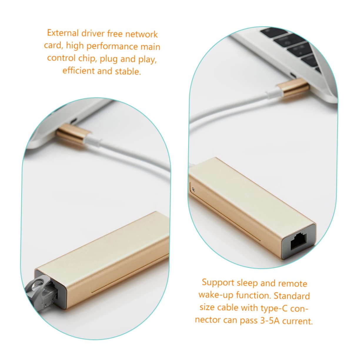 Hemobllo 4kawałki Adapter Ethernet Usb-c Do Lan Mbps Gigabit Network Adapter Bez Sterowników Kompaktowy i Lekki Idealny Do Laptopów i Komputerów Stacjonarnych Łatwy Użyciu