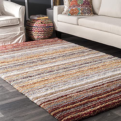 Image of Carpets for Living Room Handwoven 3D Curved Pattern Shaggy Super Soft Fluffy and Anti Skid Rugs, Size 8X8 Feet SquareColour,Gold