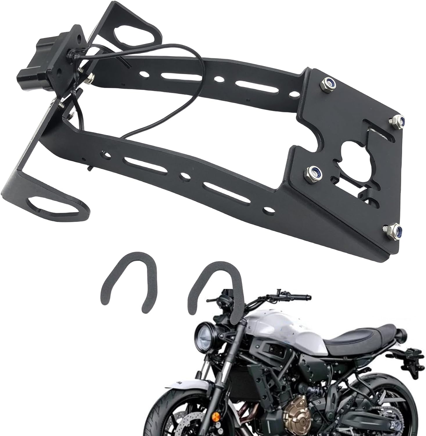 Motorcycle License Plate Holder with LED Light For YAMAHA XSR900 2022-2025
