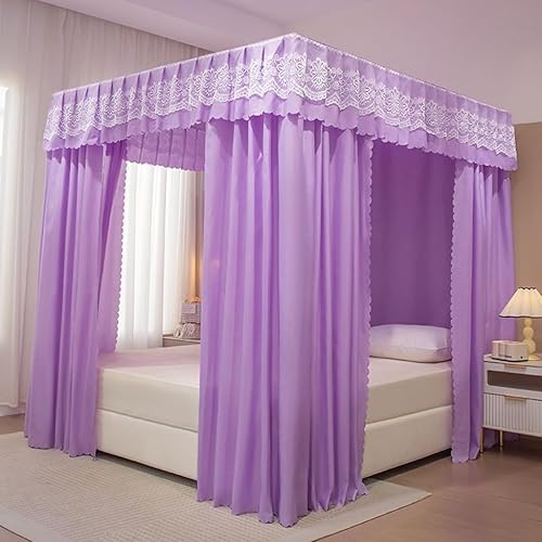 Miniatura 2 de Toldo de cama de 4 postes de esquina de princesa y bonita mosquitera para cama de niñas, dormitorio de adultos, habitaciones de niños red de cortina