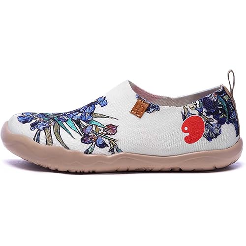 UIN Women's Slip On Sneakers Casual Loafers Knitted Art Painted Comfort Soft Walking Shoes
