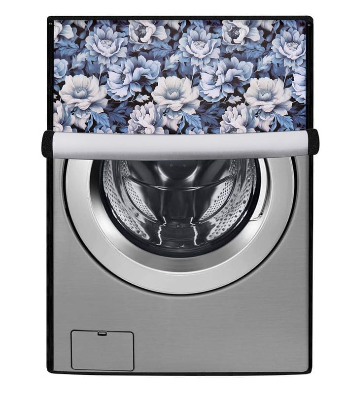 Image of PVC Fully Automatic Front Load Washing Machine Cover Compatible For IFB 7 Kg, 7.5 Kg, 8 Kg, 8.5 Kg, 9 Kg Dimension 62 D X 64 W X 86 H Centimeters, Blue.