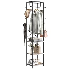 ELYKEN Coat Rack Freestanding Hall Tree with 3 Storage Shelves and 12 Hooks Industrial Clothes Rack Stand Organizer