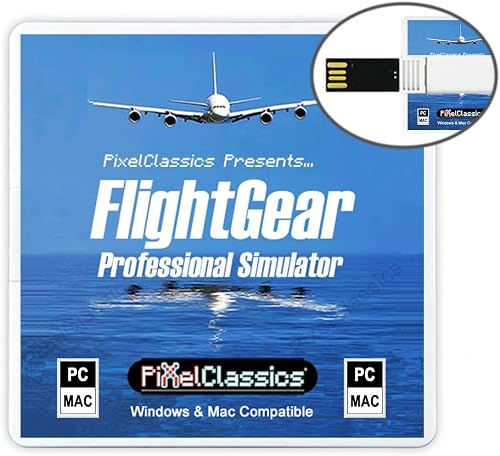 FlightGear Flight Simulator 2023 X on USB | Flight Sim Plane & Helicopter Professional Simulator Including 600 Aircraft, 20,000 Real World Airports Compatible with Microsoft Windows 11 10 8 7 Vista PC