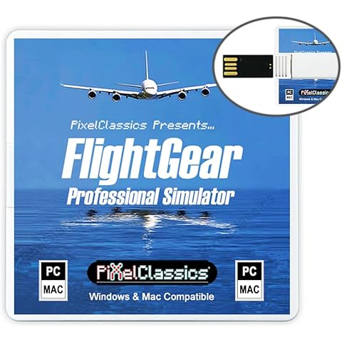 FlightGear Flugsimulator 2025 X Flight Sim Flugzeug & Hubschrauber Professioneller Simulator USB inklusive 600+ Flugzeuge & 20.000 echte Weltflugh&auml;fen f&uuml;r Microsoft Windows 11 10 PC
